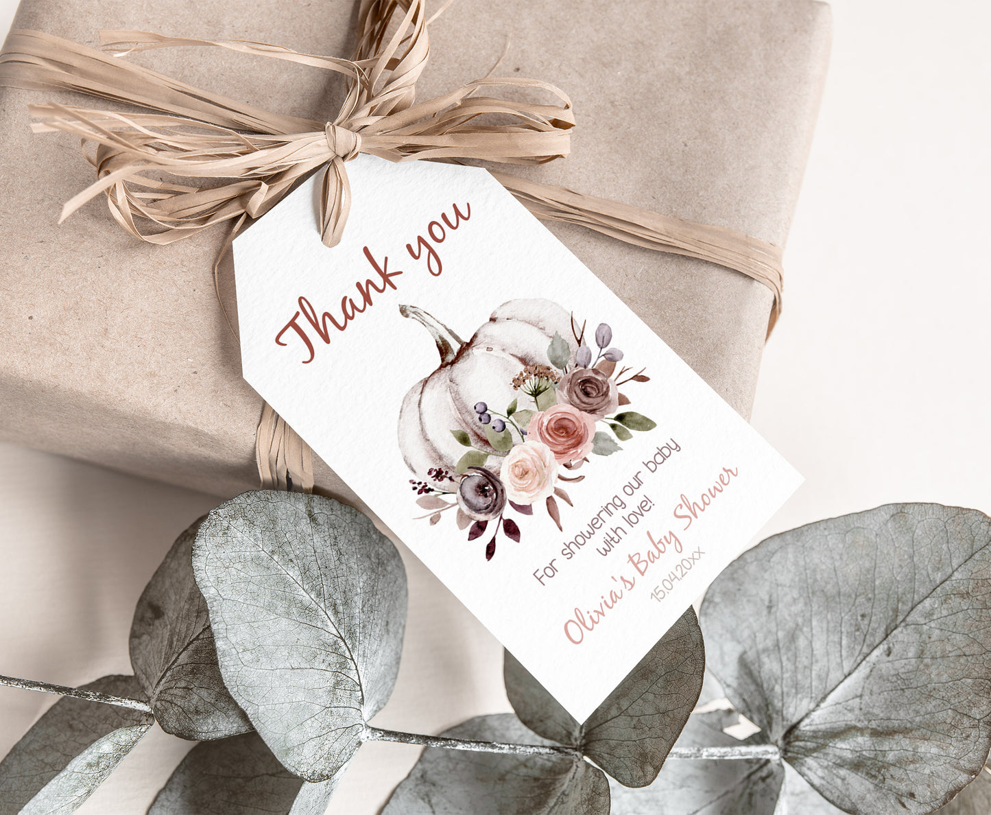 Fall Thank You Tags | Editable Pumpkin Baby Shower Decorations - 30I