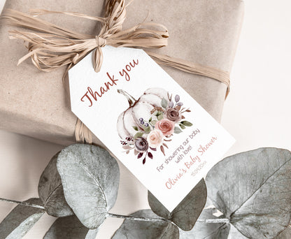 Fall Thank You Tags | Editable Pumpkin Baby Shower Decorations - 30I