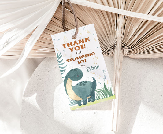 Editable Dinosaur Thank You Tags | Dinosaur Birthday Party Favor Tags - 08B