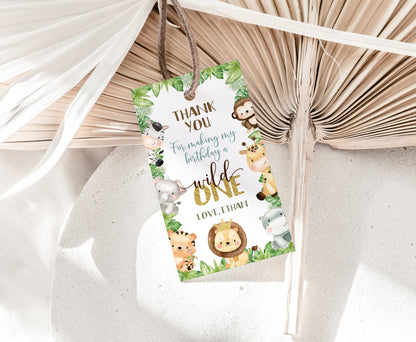 Safari 1st Birthday Thank You Tags | Editable Jungle birthday party tags - 35E