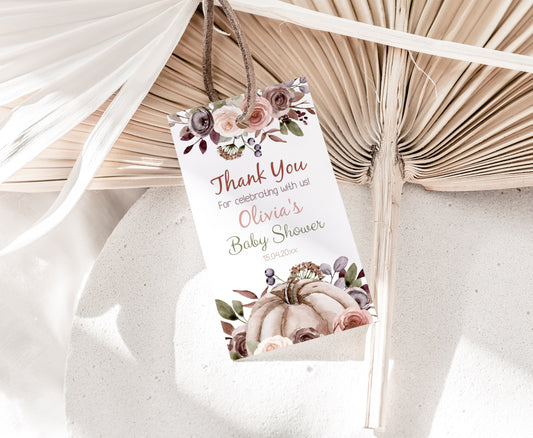 Autum Thank You Tags | Editable Pumpkin Baby Shower Decorations - 30I