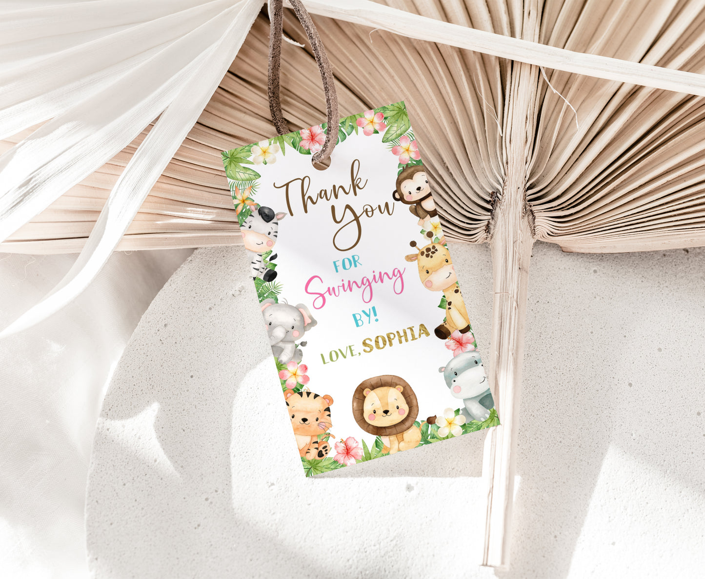 Girl Safari Thank you Tags | Jungle Birthday Party Printable - 35E
