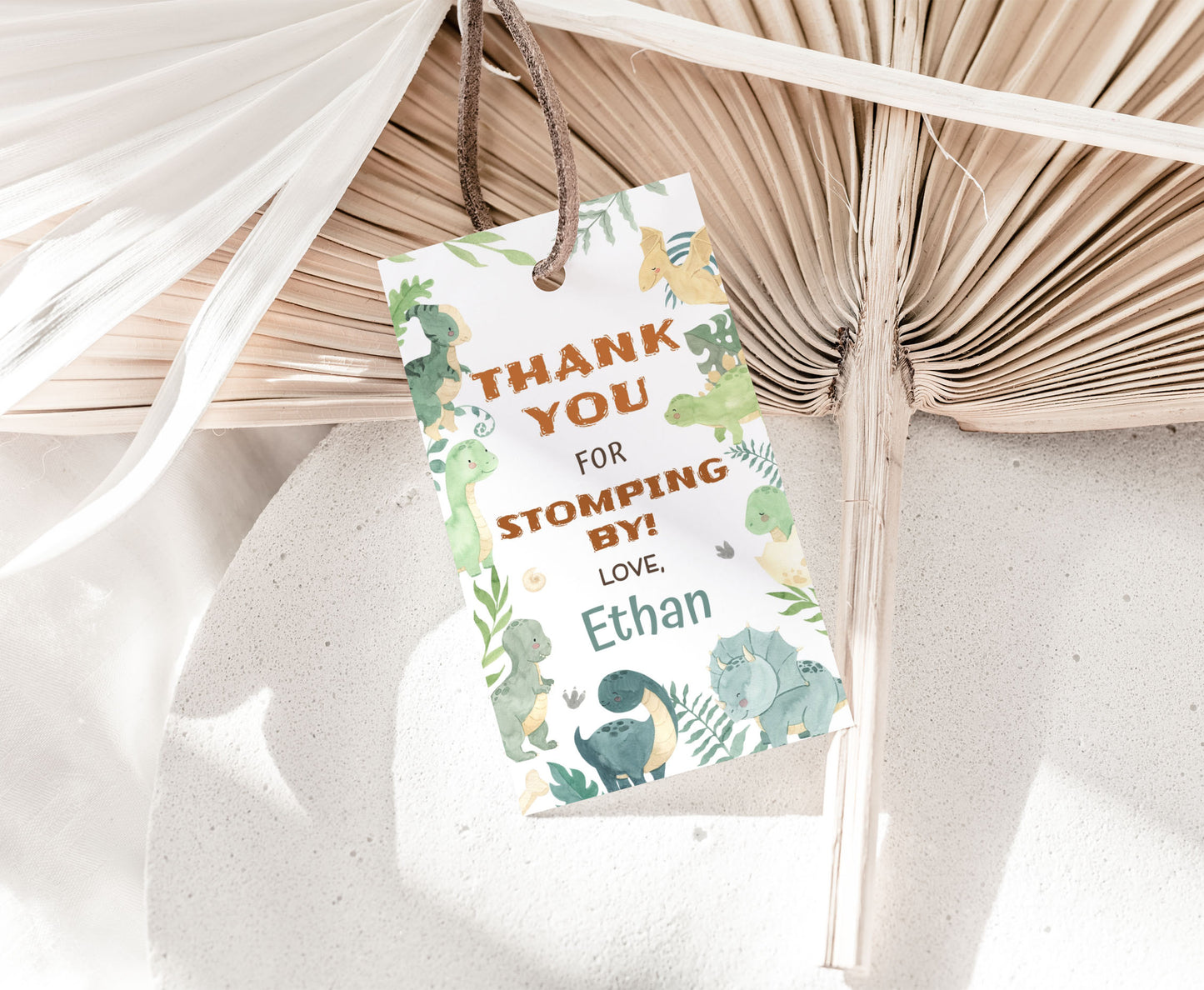 Editable Dinosaurs Thank You Tags | Dino Birthday Party Favor Tags - 08B