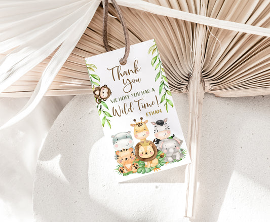 Editable Safari Favor Tags | Jungle Birthday Party Printables - 35E