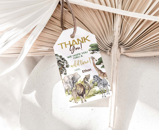 Editable Safari Thank You Tags | Jungle Birthday Party Favor Tags - 35I
