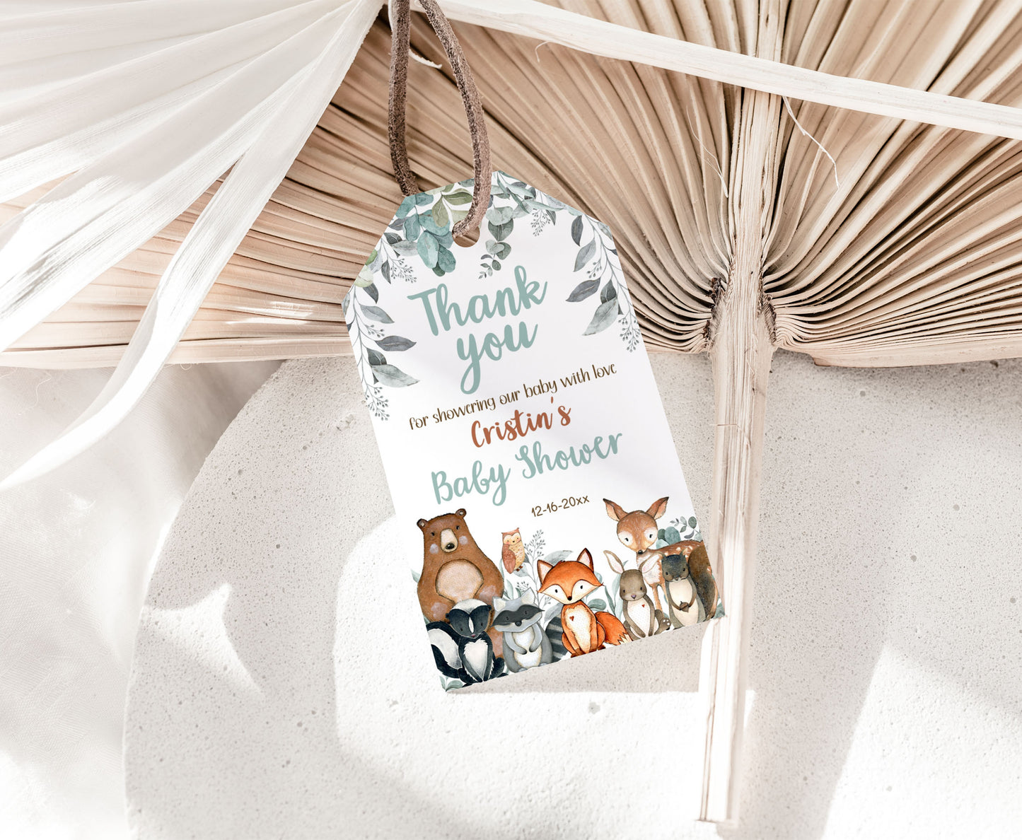 Editable Woodlanad Thank You Tags | Forest Baby Shower Favor Tags - 47J1