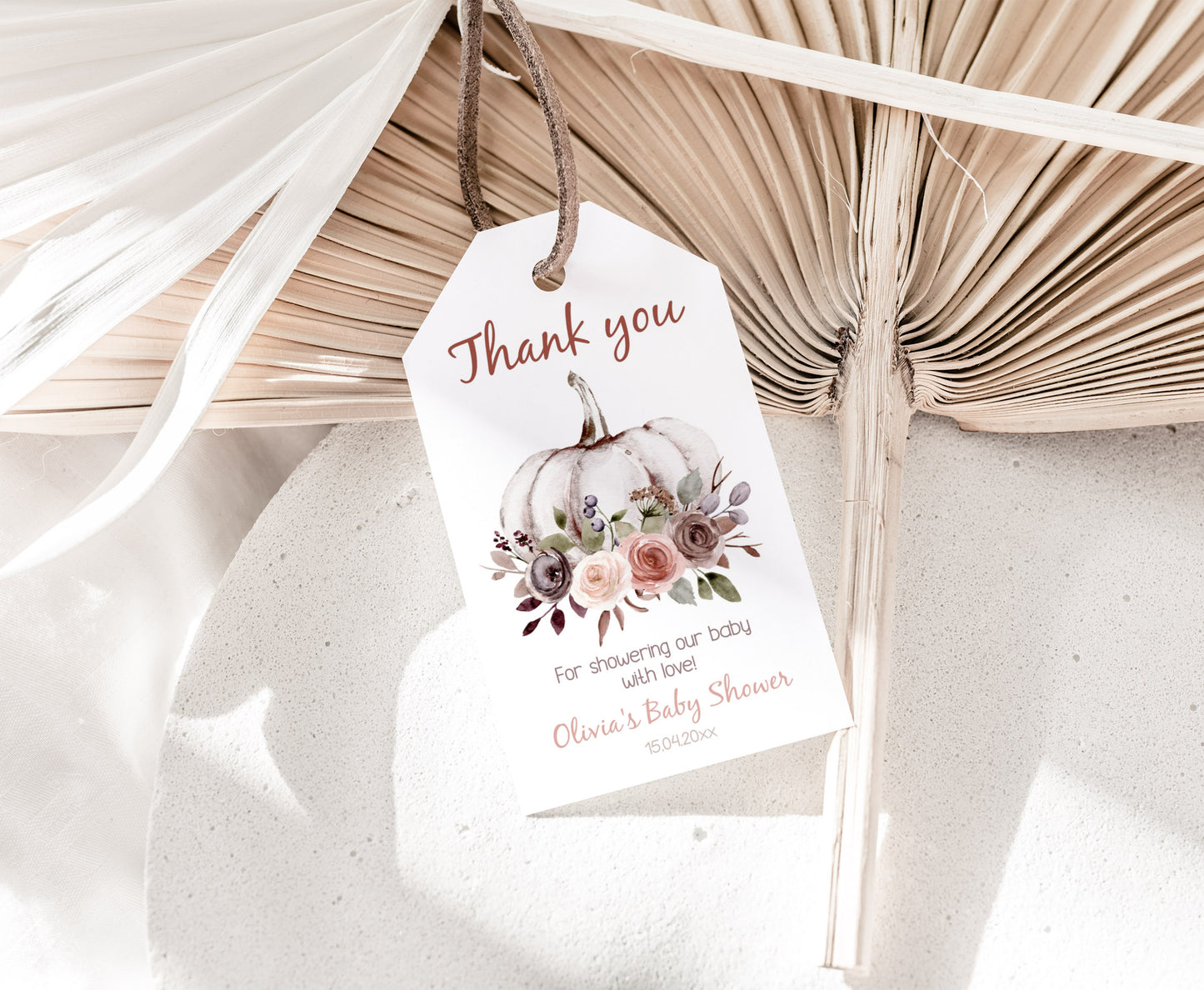 Fall Thank You Tags | Editable Pumpkin Baby Shower Decorations - 30I