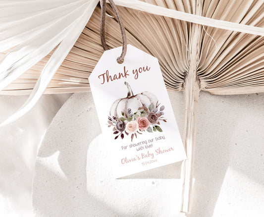 Fall Thank You Tags | Editable Pumpkin Baby Shower Decorations - 30I