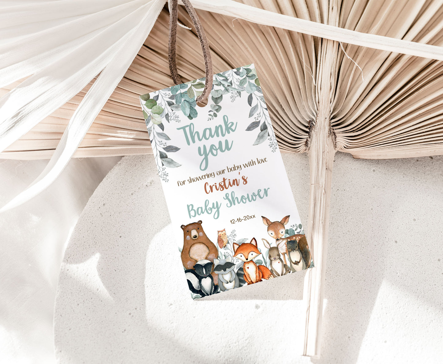 Editable Woodlanad Thank You Tags | Forest Baby Shower Favor Tags - 47J1