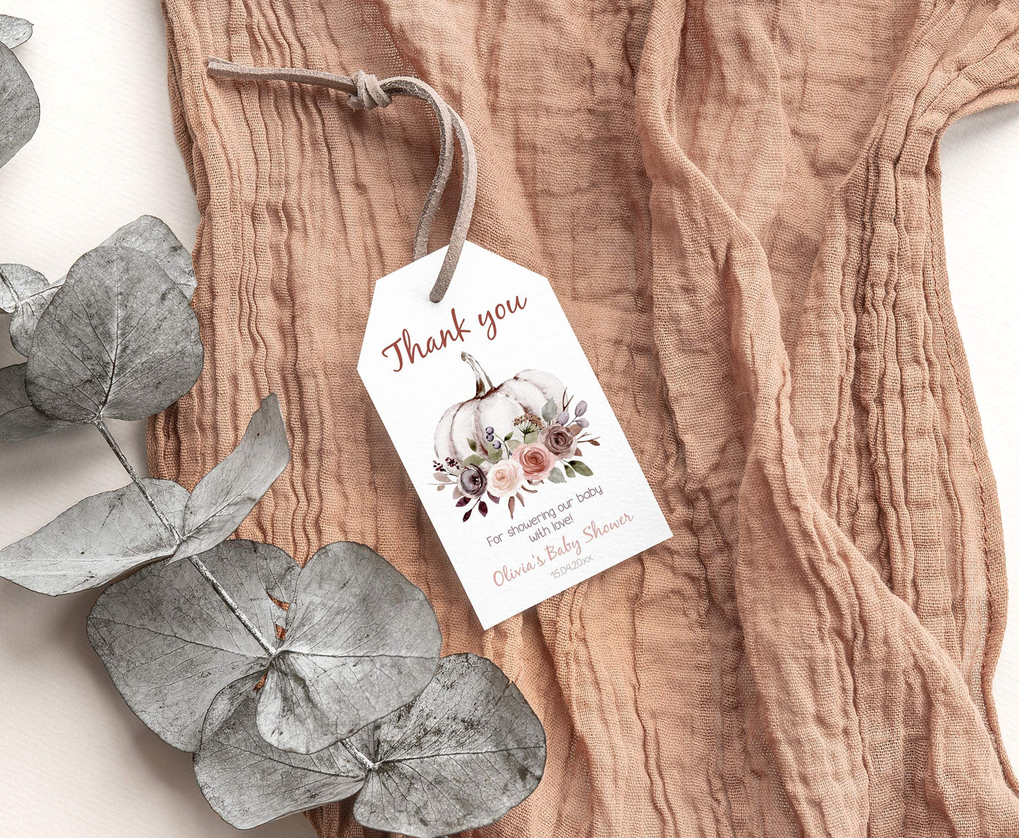 Fall Thank You Tags | Editable Pumpkin Baby Shower Decorations - 30I