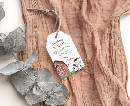 Cow Thank You Tags | Farm Birthday Party Printable - 11A