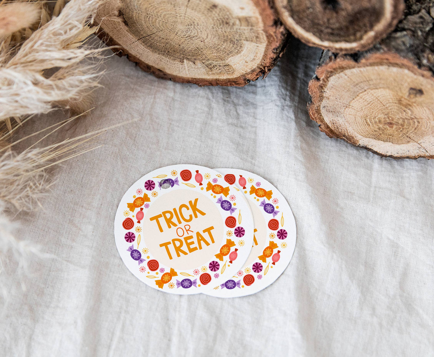 Trick or Treat Tags 2"x2" | Halloween Themed Party Decorations - 115