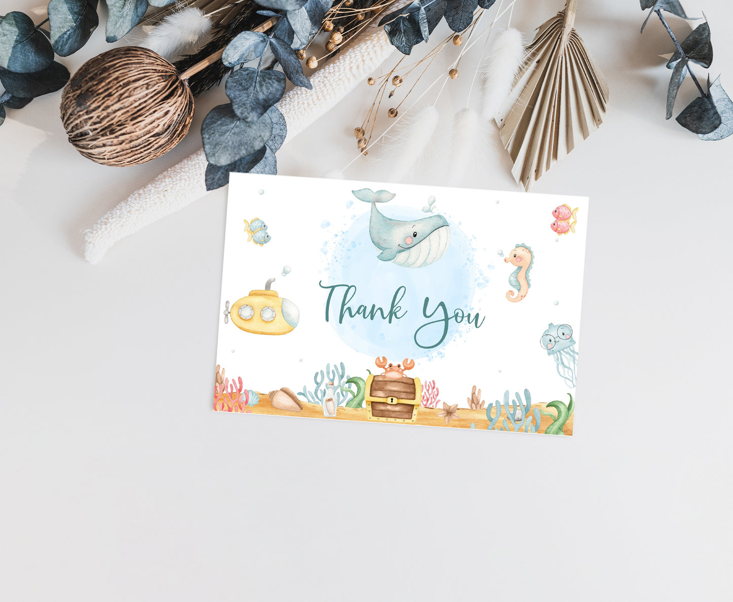 Under the Sea Thank You Card | Ocean Party Printables  - 44A