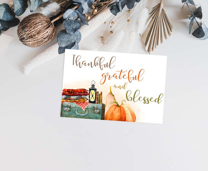 Autumn Thank You Card |  Thankful  greeting and blessed  card - 30