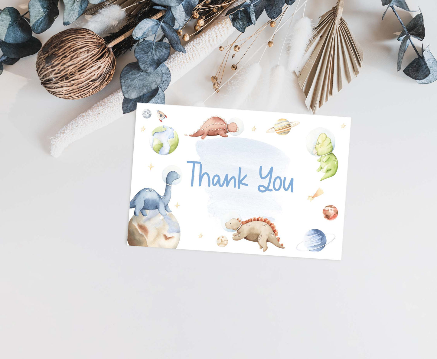 Space Dinosaur Thank You Card | Dinosaur Astronaut Party Printables - 39D