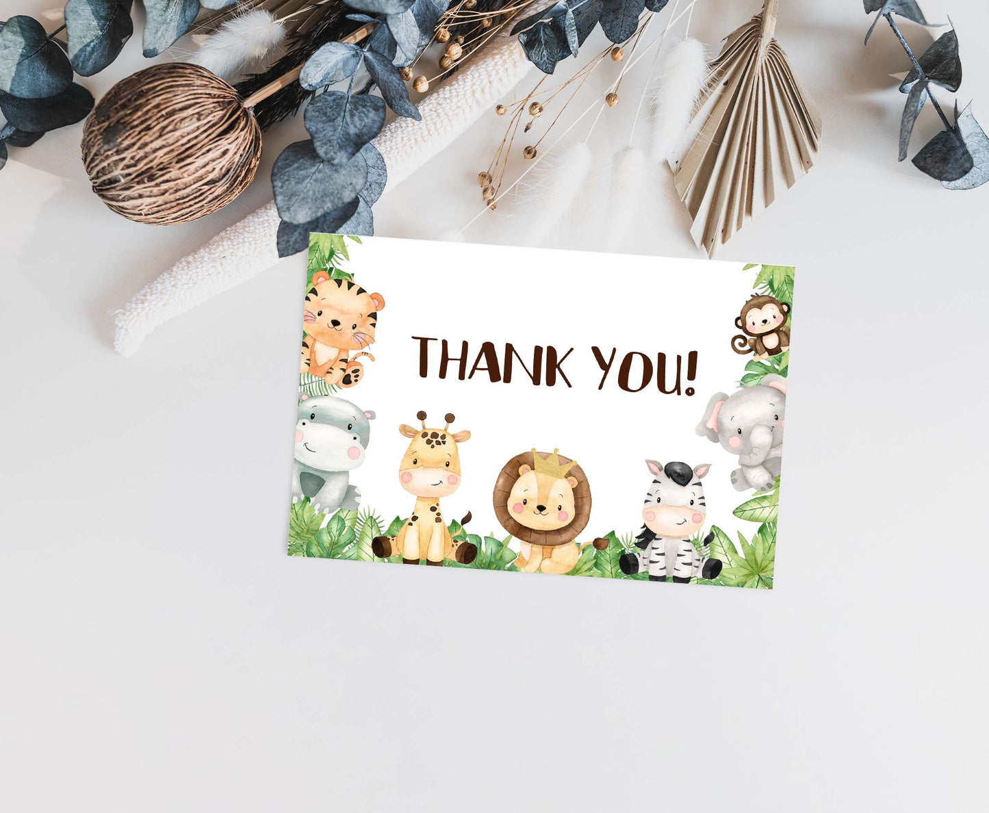 Safari Thank You Card | Jungle Birthday Party Printables - 35E