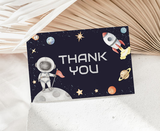 Space Thank You Card | Astronaut Party Printables  - 39C