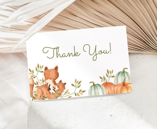 Fox Thank You Card |  Pumpkin Thank you Card- 30O