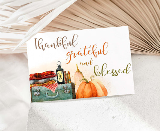 Autumn Thank You Card |  Thankful  greeting and blessed  card - 30