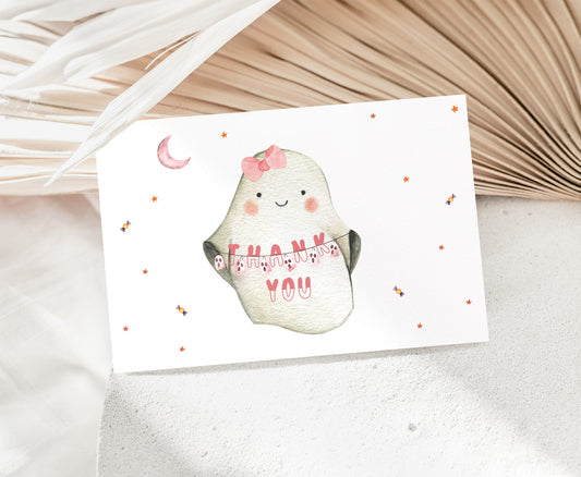 Girl Ghost Thank You Card |  Halloween Party Printables  - 115L