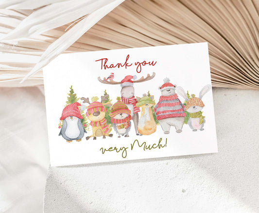 Animals Thank You Card |  Thank you very Much Christmas Card- 112