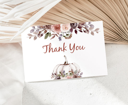 Pumpkin Thank You Card |  Fall Party Printables  - 30I