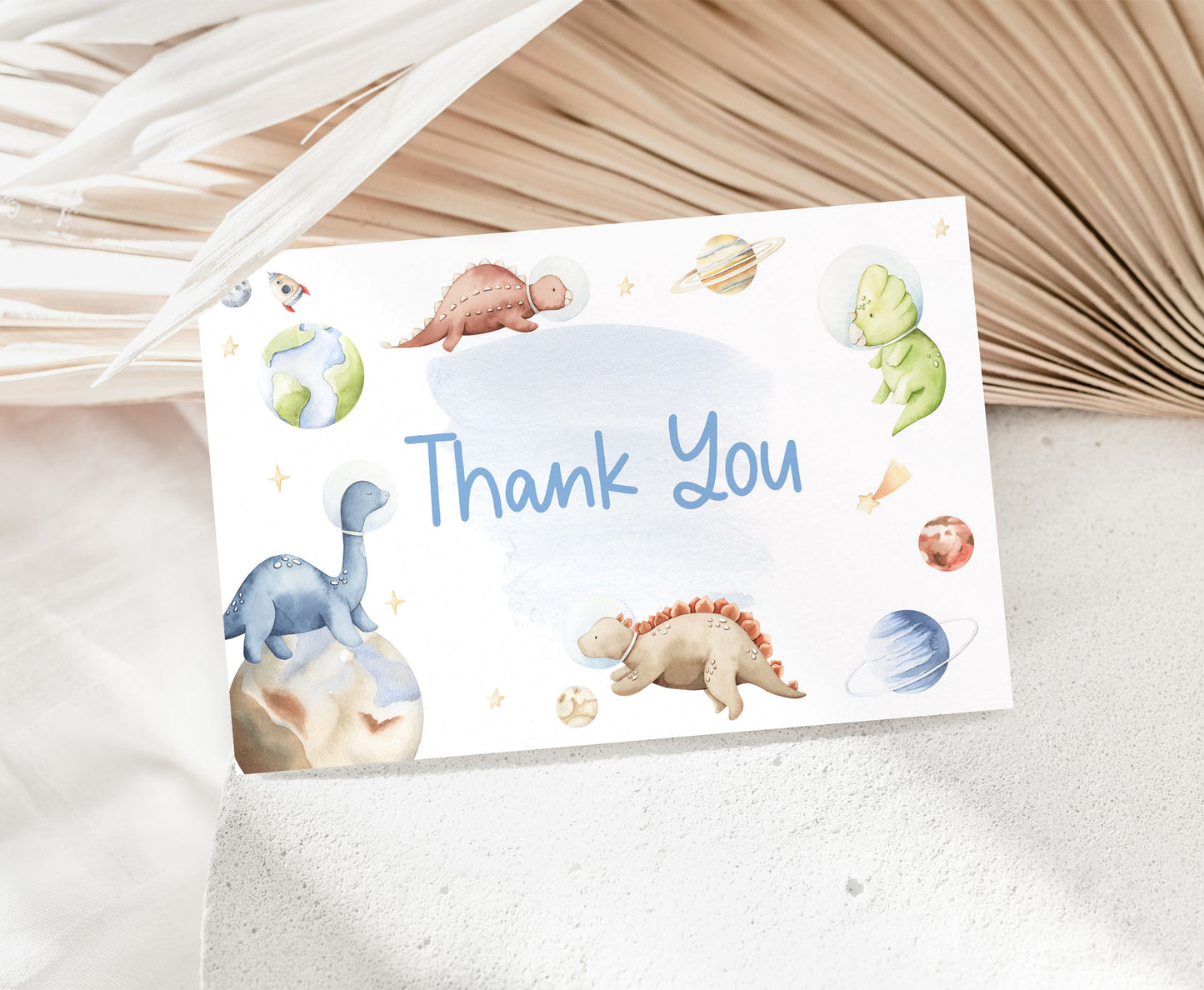 Space Dinosaur Thank You Card | Dinosaur Astronaut Party Printables - 39D