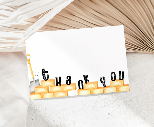 Construction Thank You Card | Under Construction Party Printables - 07A