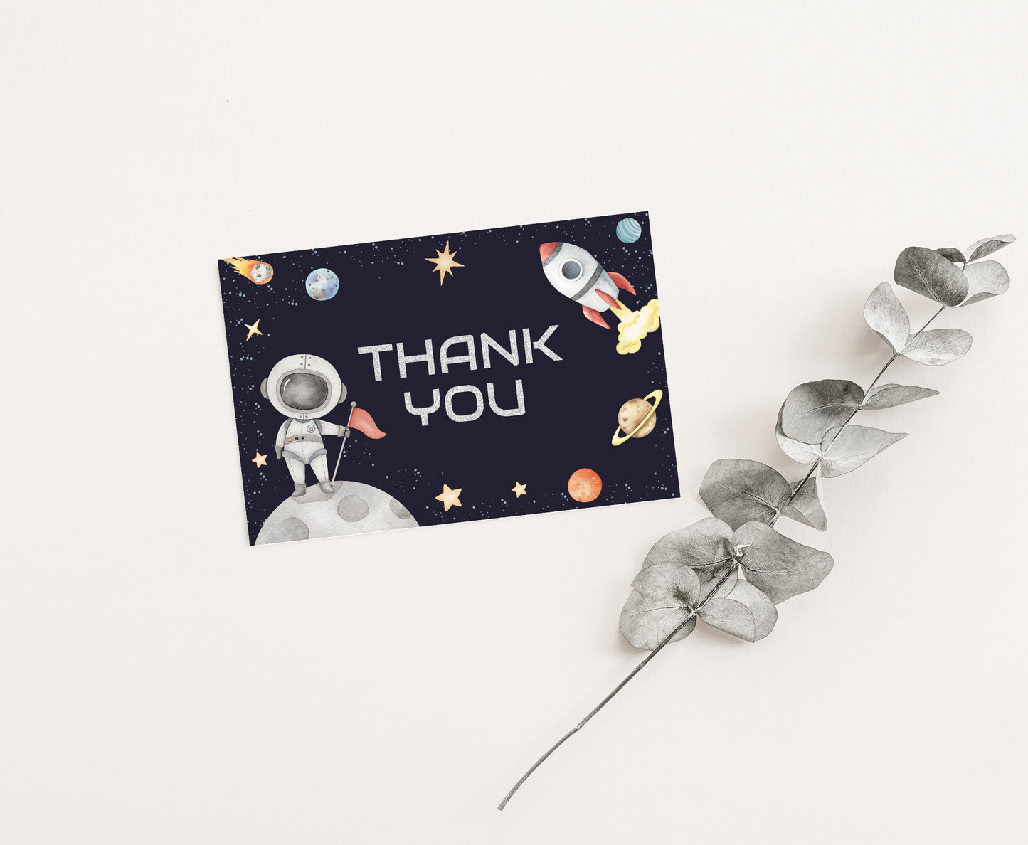 Space Thank You Card | Astronaut Party Printables  - 39C