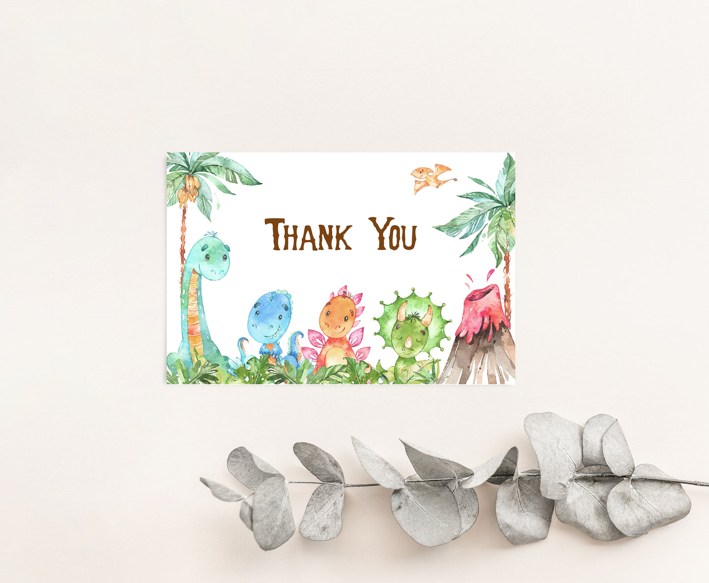 Dinosaur Thank You Card | Dinosaur Party Printable - 08A