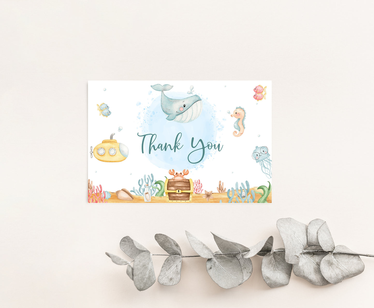 Under the Sea Thank You Card | Ocean Party Printables  - 44A