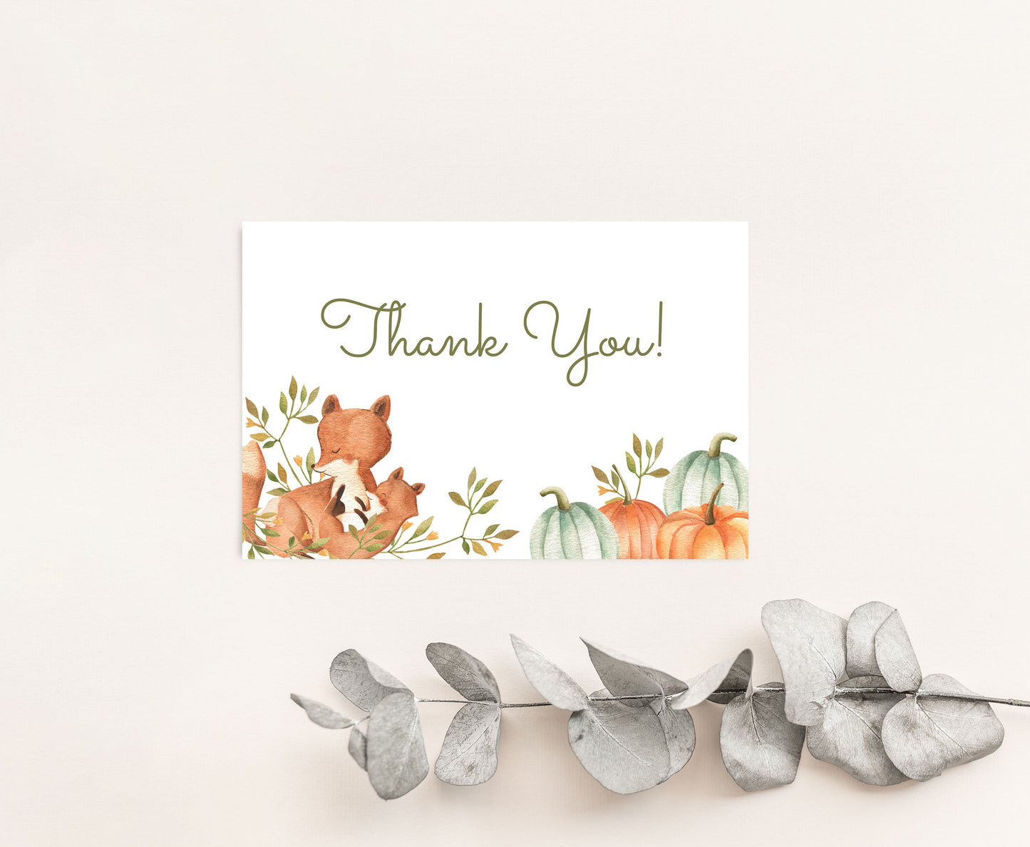 Fox Thank You Card |  Pumpkin Thank you Card- 30O