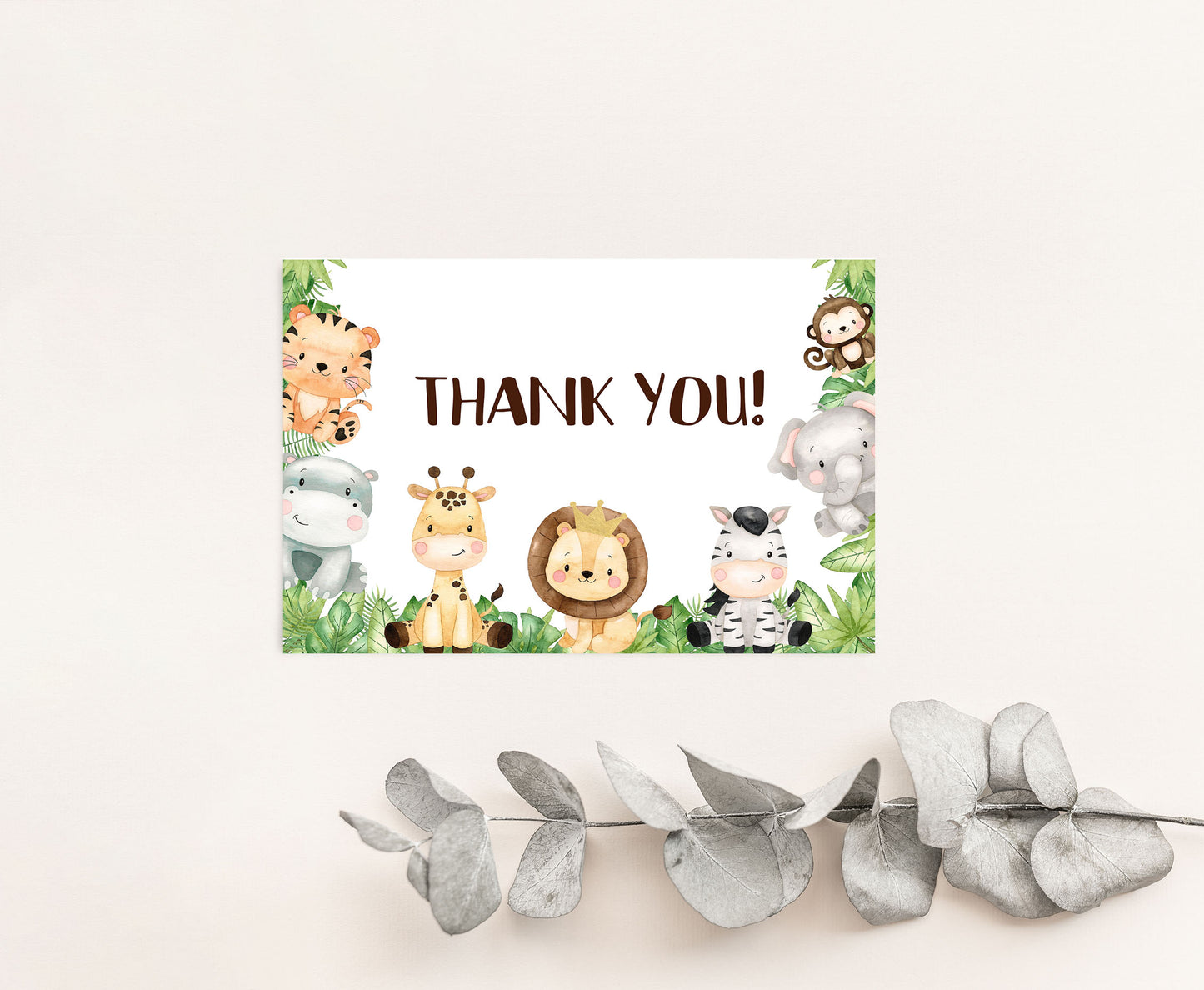 Safari Thank You Card | Jungle Birthday Party Printables - 35E