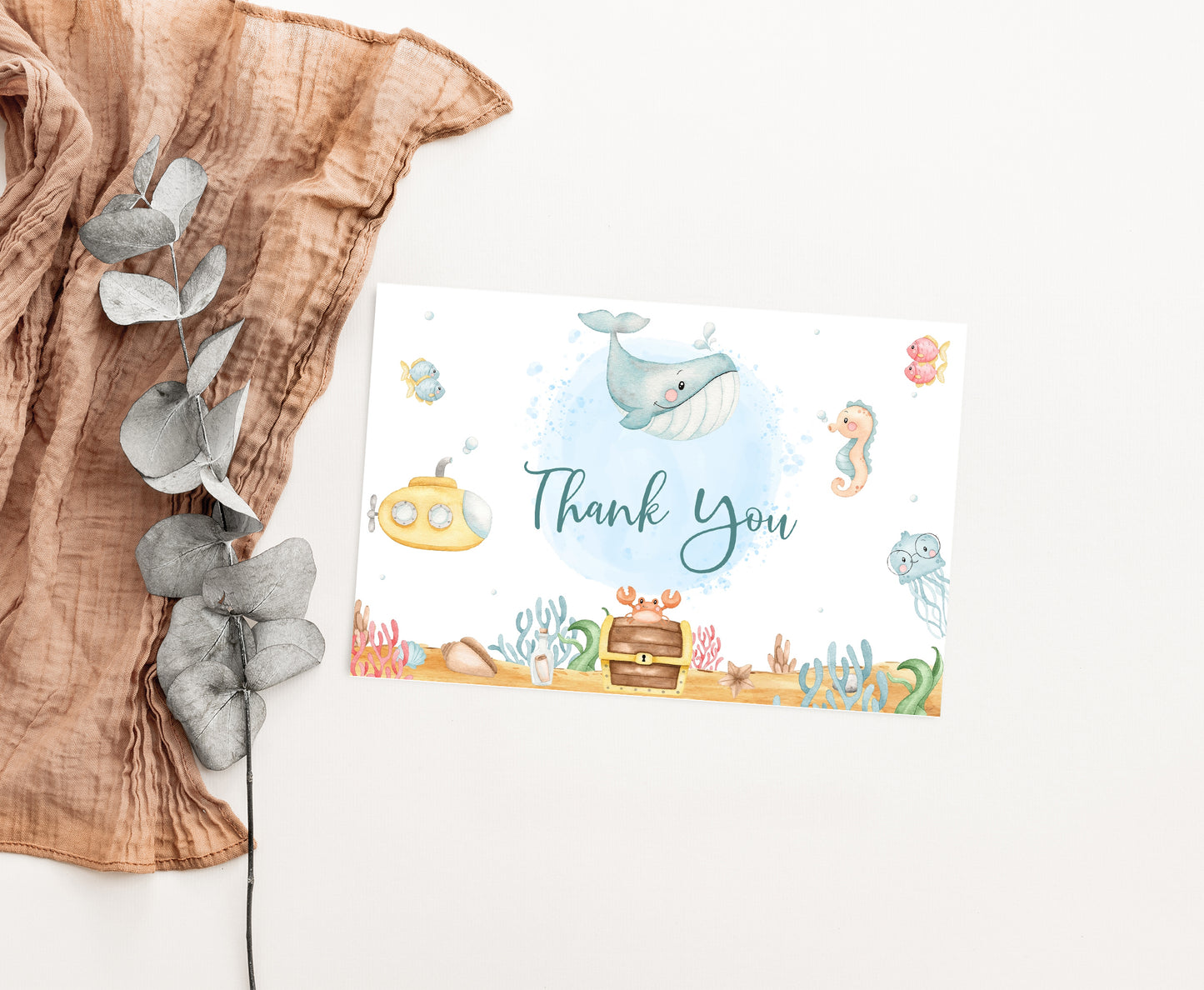 Under the Sea Thank You Card | Ocean Party Printables  - 44A