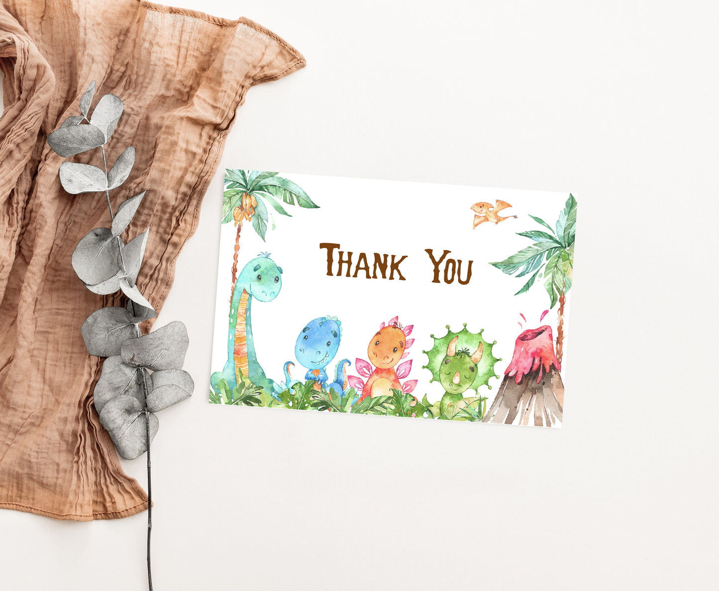 Dinosaur Thank You Card | Dinosaur Party Printable - 08A