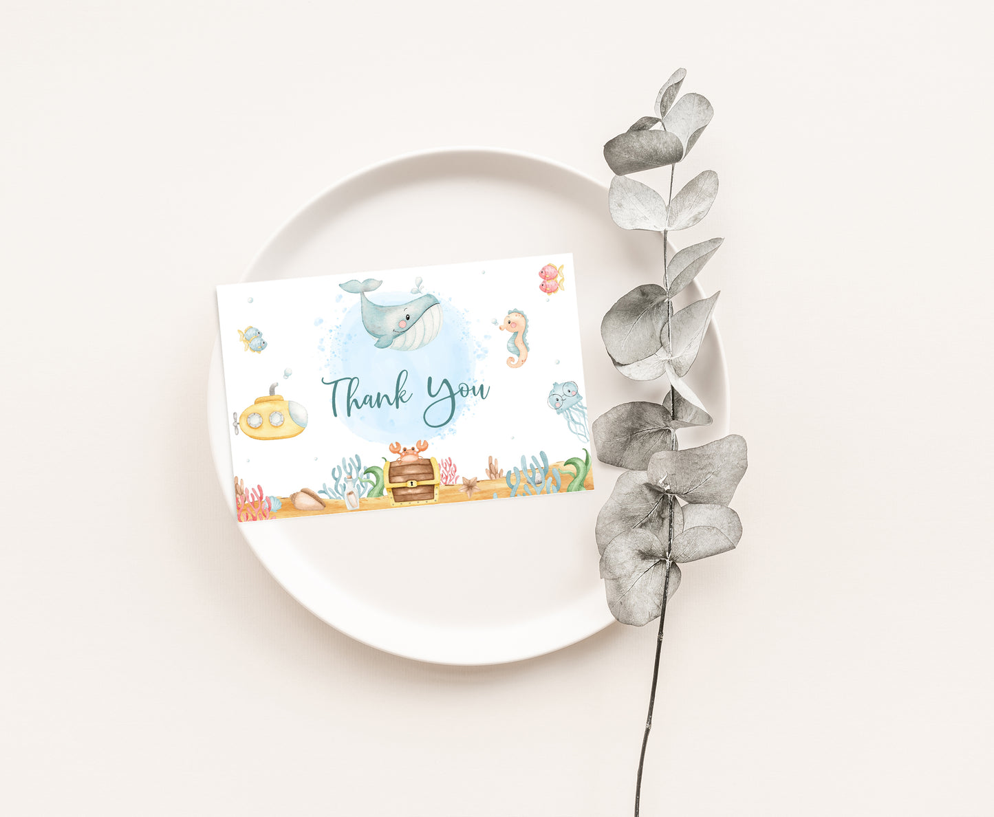 Under the Sea Thank You Card | Ocean Party Printables  - 44A