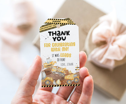 Construction Thank You Tags | Construction Birthday Party Printable - 07A