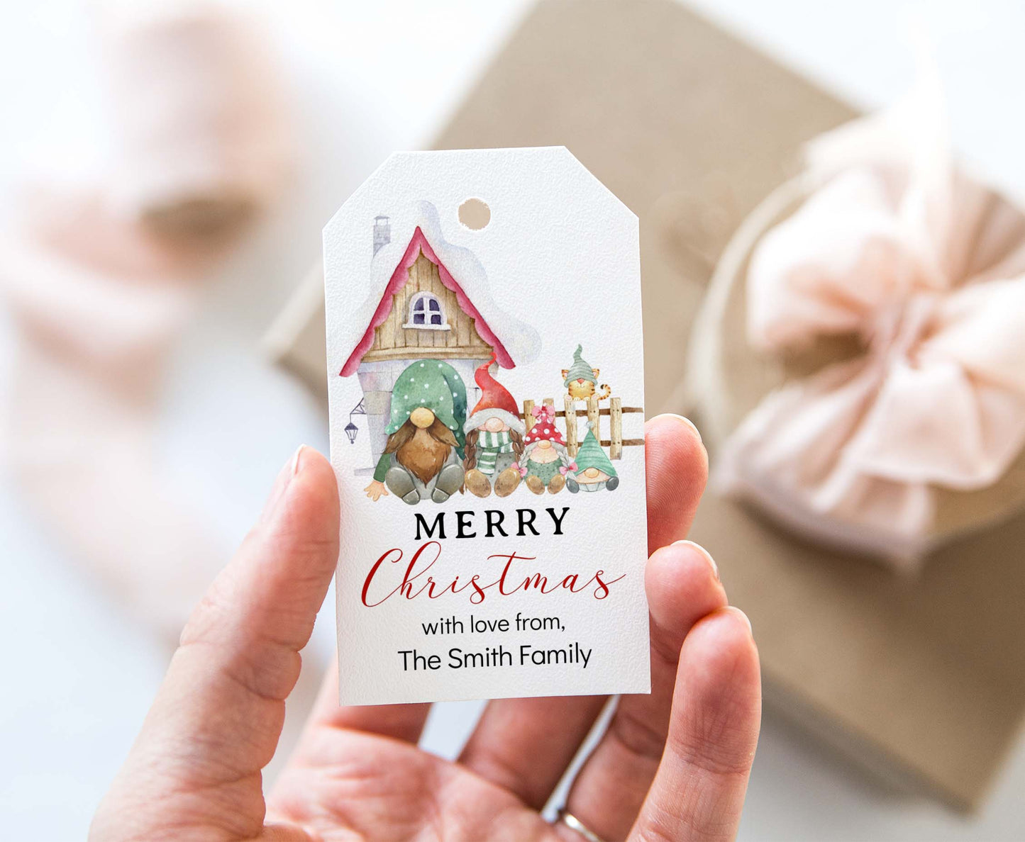 Christmas Gnome Tags | Editable Christmas Gift Tag - 112