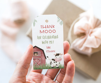 Cow Thank You Tags | Farm Birthday Party Printable - 11A