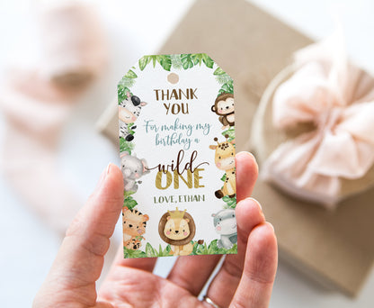 Safari 1st Birthday Thank You Tags | Editable Jungle birthday party tags - 35E