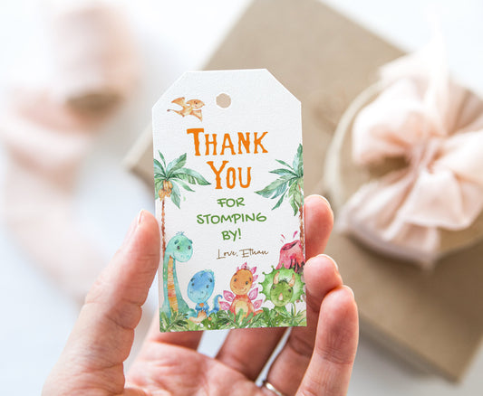 Editable Dinosaurs Thank You Tags | Dinosaurs Birthday Party Favor Tags - 08A
