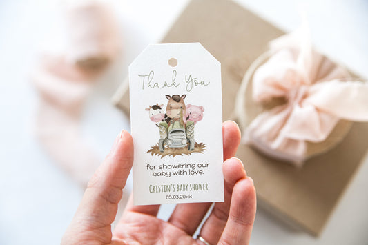 Editable Farm baby shower thank you tags - 11E