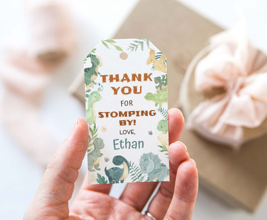 Editable Dinosaurs Thank You Tags | Dino Birthday Party Favor Tags - 08B