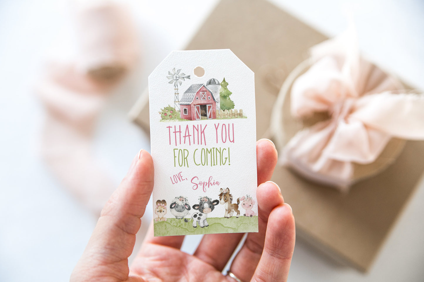 Girl Farm Thank you Tags | Floral Farm Birthday Party Printable - 11C1