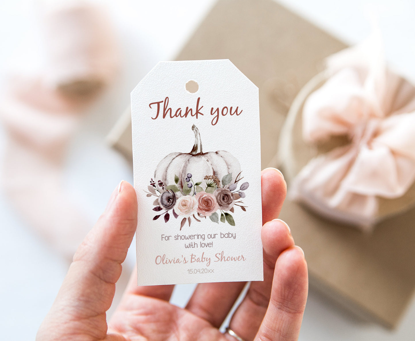 Fall Thank You Tags | Editable Pumpkin Baby Shower Decorations - 30I