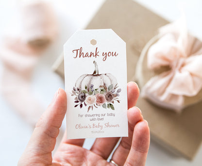 Fall Thank You Tags | Editable Pumpkin Baby Shower Decorations - 30I