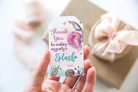 Mermaid Thank You Tags | Under the Sea Themed Birthday Party Favor Tags - 20B1