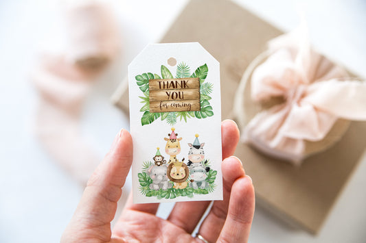 Safari Thank You Tags | Jungle Birthday Party Favor Tags - 35E