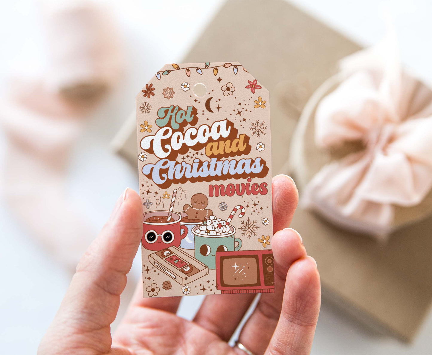 Hot cocoa and christmas movies Tags | Christmas Hot cocoa Favor Tags - 112