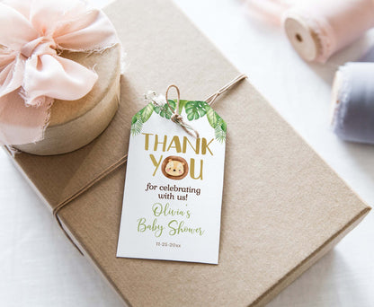 Editable Lion Baby Shower Thank You Tags | Safari Baby Shower Favor Tags - 35E